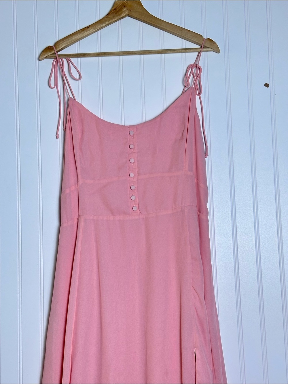 Abercrombie & Fitch Tie-Strap Corset Midi Dress Light Pink L Corset Split - Picture 5 of 14